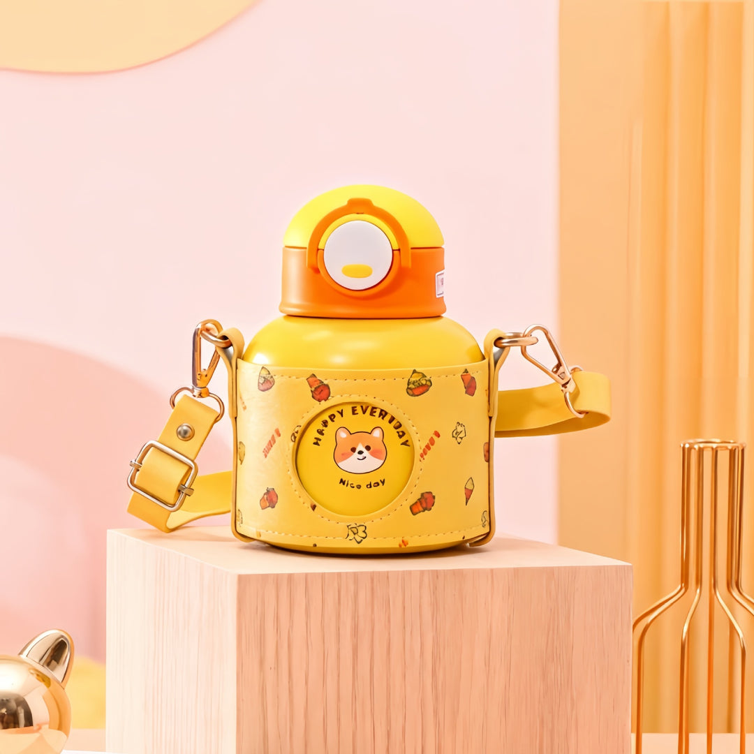 Women's Insulated Drinking Bottle with Cheerful Design and Practical Carry Strap Stornfield
