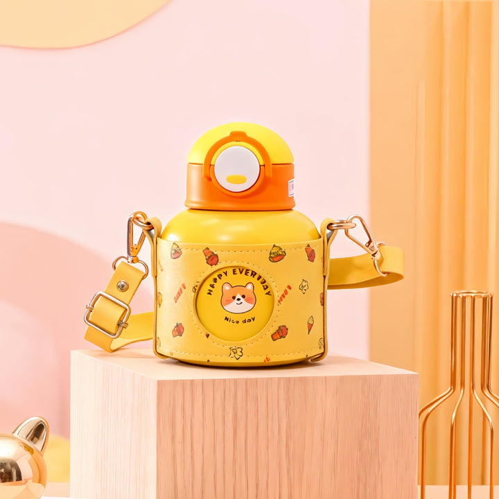 Women's Insulated Drinking Bottle with Cheerful Design and Practical Carry Strap Stornfield