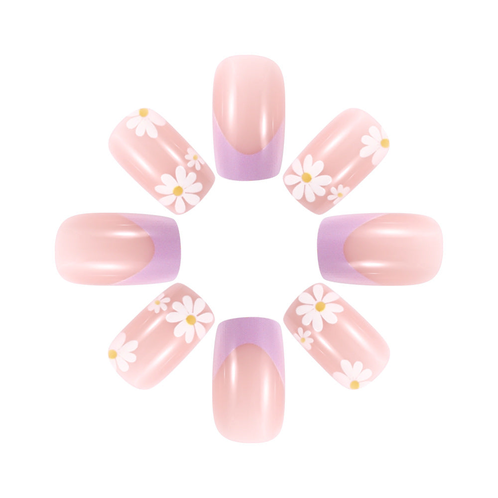 Floral French Tip Press-On Nails Stornfield