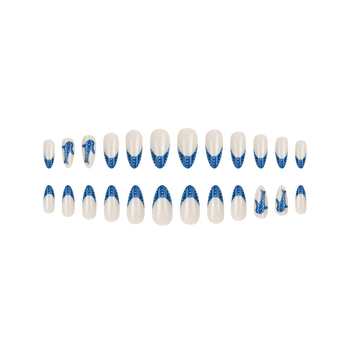 Elegant Shark-Inspired French Tip Press-On Nails Stornfield
