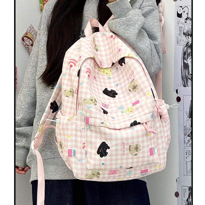 Backpack with Creative Checkered Pattern and Playful Appliqués Stornfield