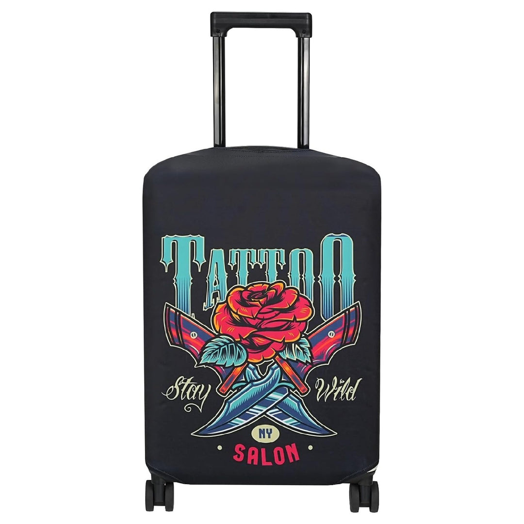 Unisex non-elastic suitcase cover with mandala motif, stretch protective cover for telescopic handle and wheels Stornfield
