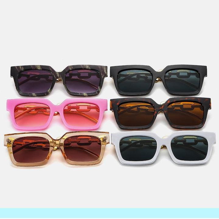 Women’s fashionable square sunglasses with luxurious chain details Stornfield