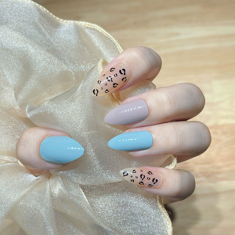 Stylish Long Press-On Nail Set with Abstract Leopard Design Stornfield