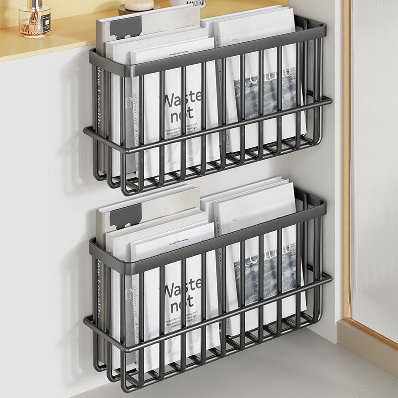 Slim Modular Wall-Mounted Rust-Resistant Metal Magazine and Document Basket