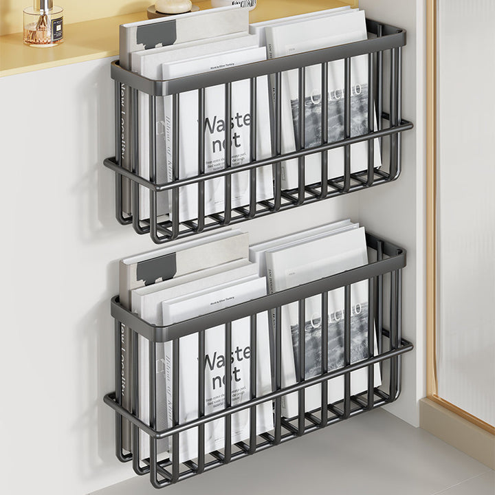 Slim Modular Wall-Mounted Rust-Resistant Metal Magazine and Document Basket