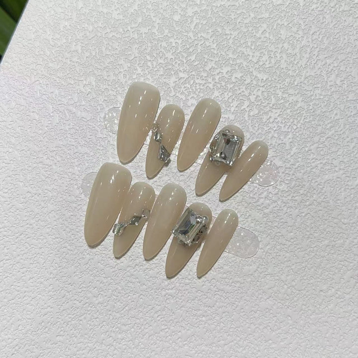 Elegant Stiletto Press-On Nail Set with Rhinestone Accents Stornfield
