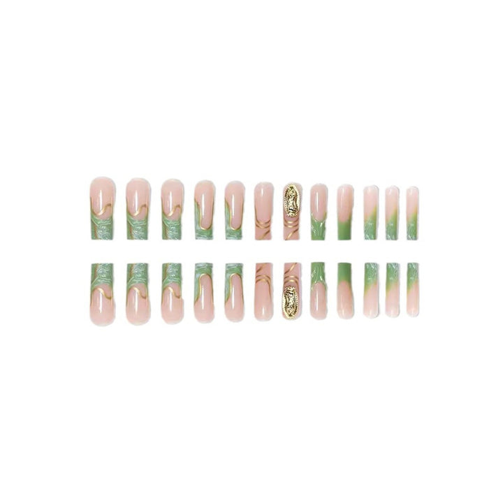 Artistic Press-On Nail Extensions with Gold Detailing Stornfield