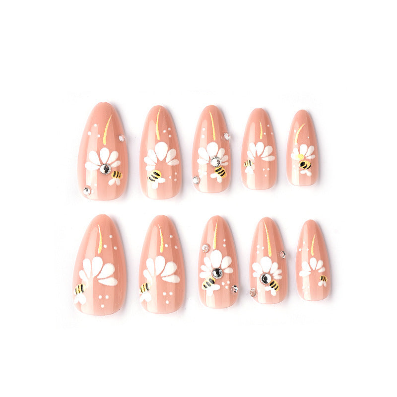 Decorative Floral and Bee Press-On Nail Art Set Stornfield