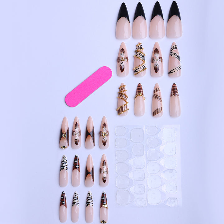 Artificial Stiletto Artificial Nails with Glamorous Animal Designs Stornfield