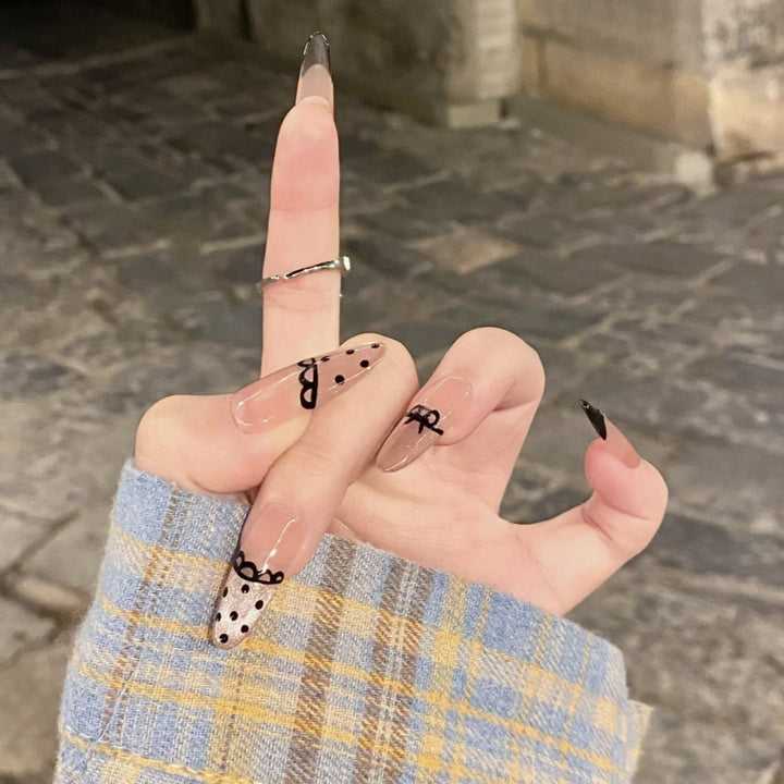 Stylish Press-On Nail Set with Artistic Patterns Stornfield