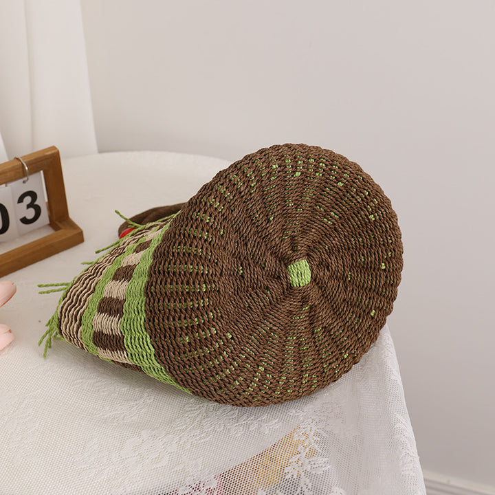 Handmade basket bag with cheerful garden design Stornfield