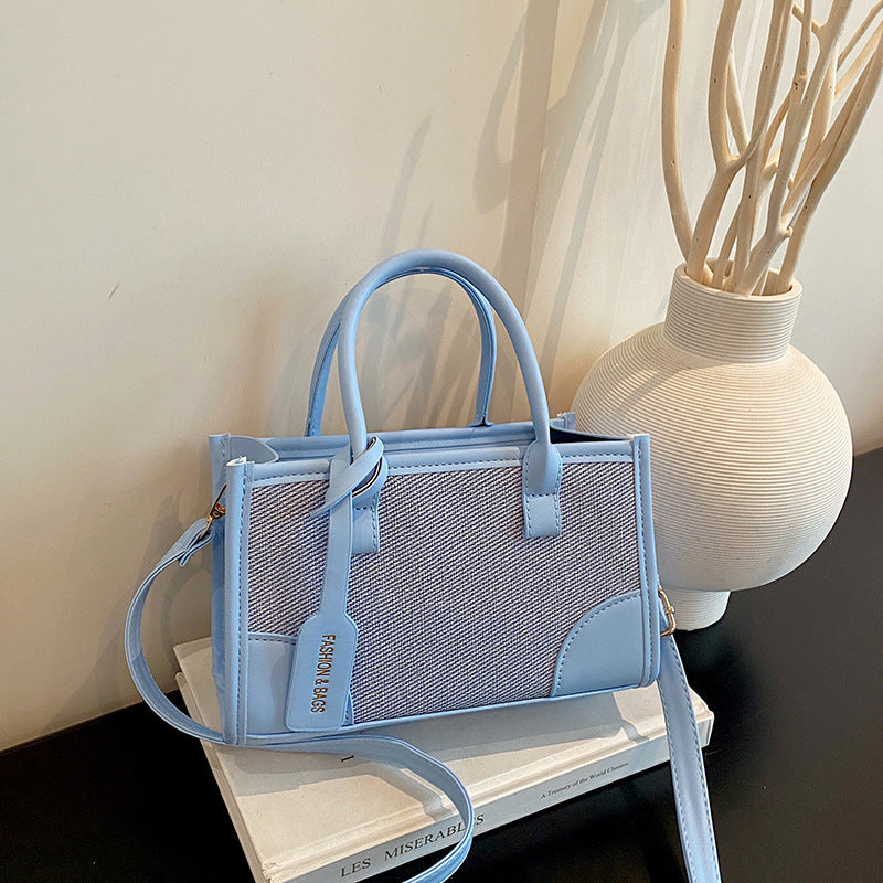 Structured Canvas and Faux Leather Tote