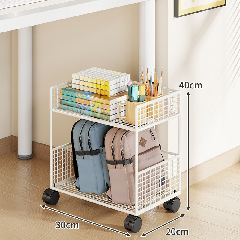 Slim Three-Tier Rolling Mesh Storage Cart with Locking Casters and Ventilated Shelves