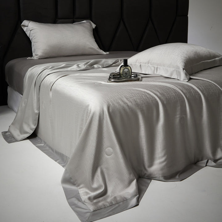 Silk-matte satin bedding set with fine texture and hotel border