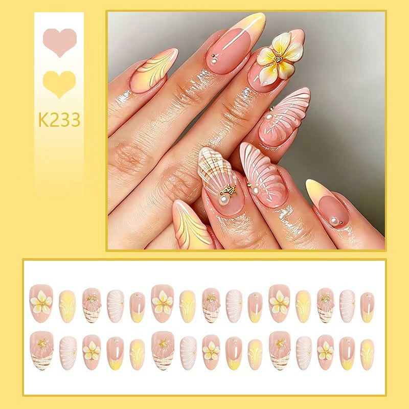 Artificial nails in luxurious flower and gold design Stornfield