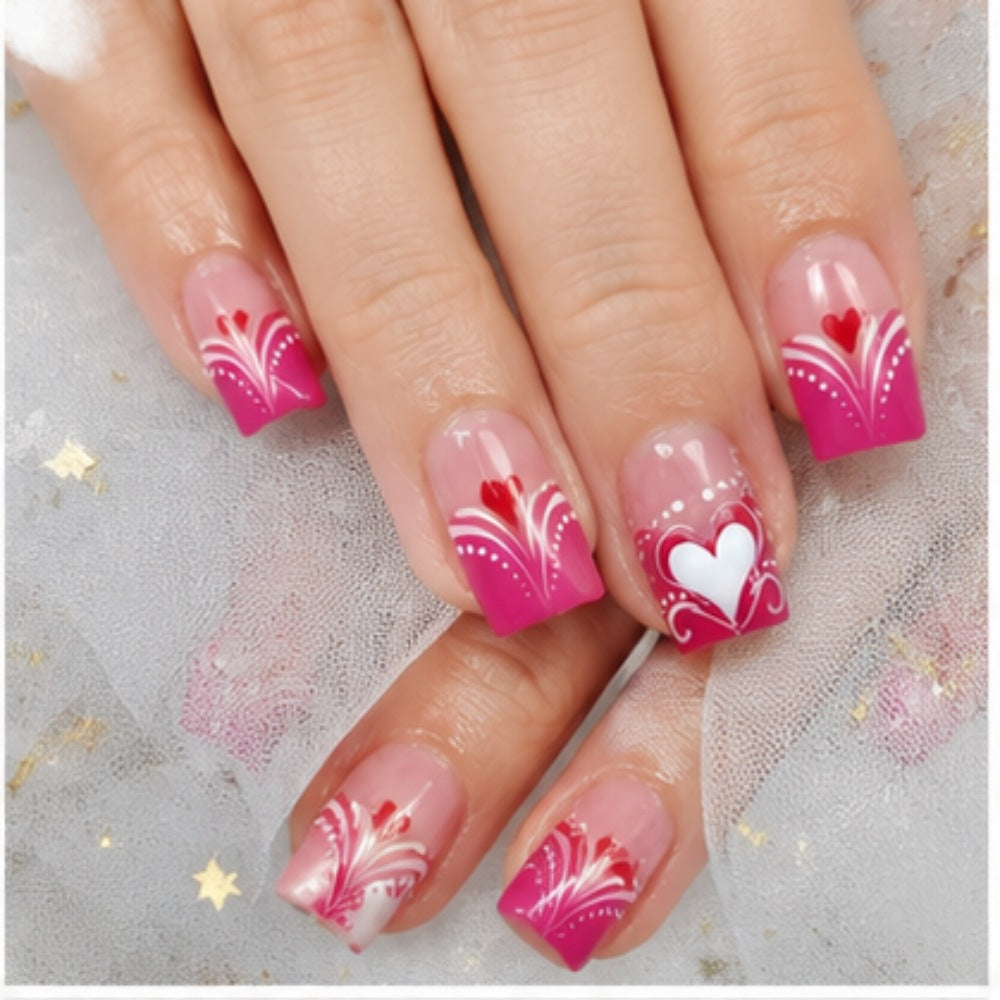 Heart-Embellished Press-On Nail Set Stornfield