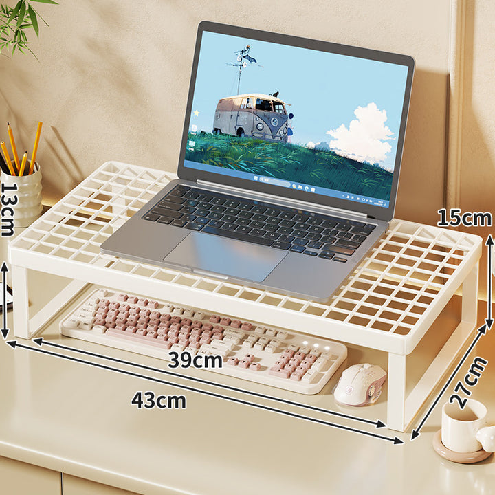 Elevated Mesh Laptop Stand Riser with Under-Keyboard Storage