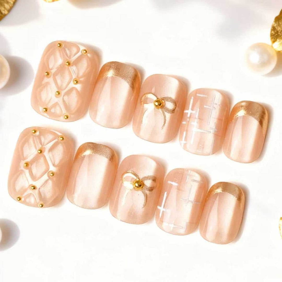 Decorative Gold-Accent Press-On Nail Art Set Stornfield