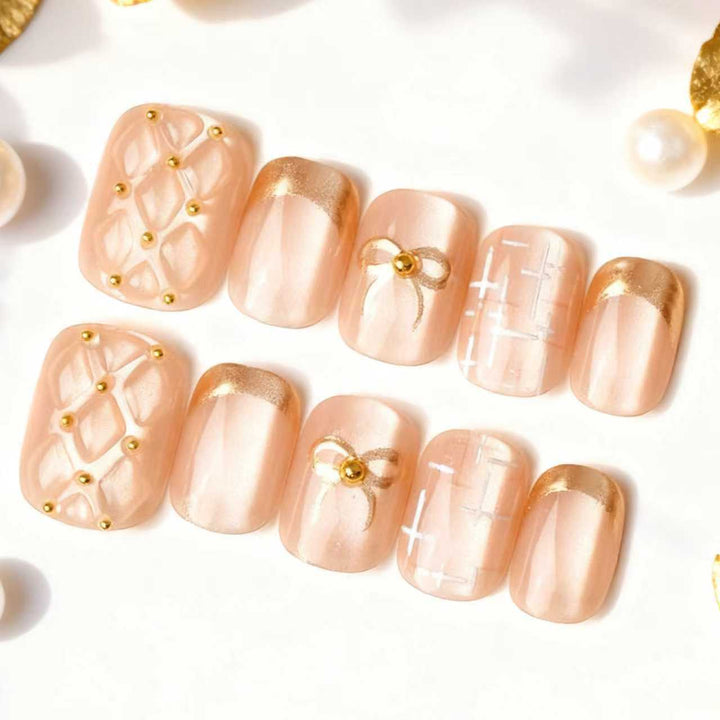 Decorative Gold-Accent Press-On Nail Art Set Stornfield