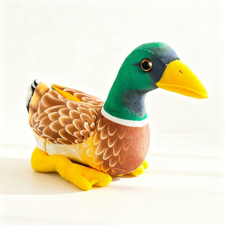 Mallard Duck Plush Companion with Embroidered Feather Pattern & Weighted Base Stornfield