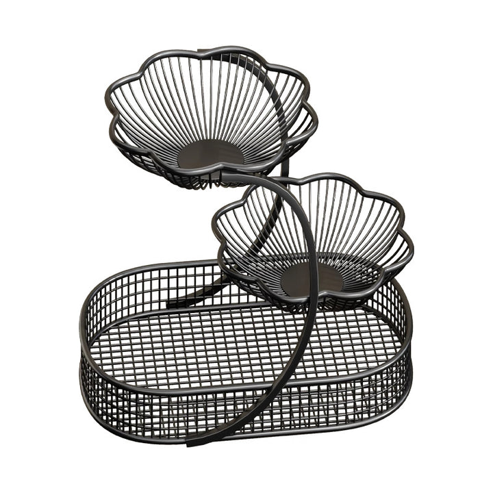 Elevated Mesh Metal Fruit Bowl Pedestal Organizer