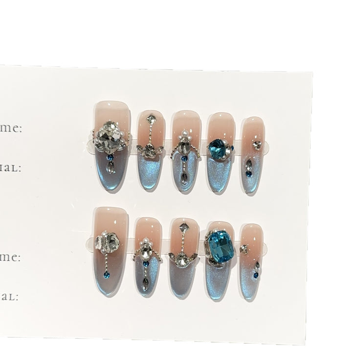 Elegant Crystal-Embellished Press-On Nail Set