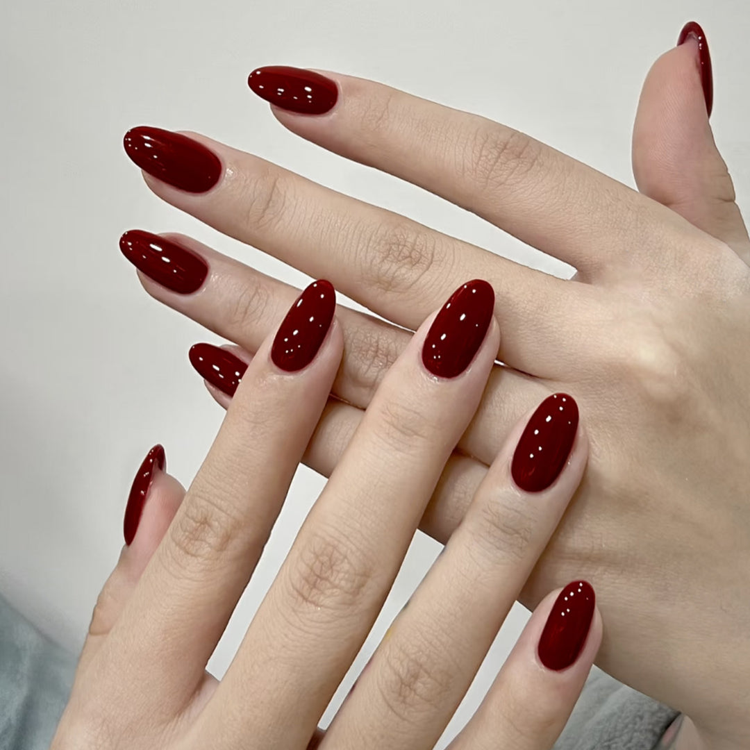 Glossy Almond-Shaped Nail Enhancements Stornfield