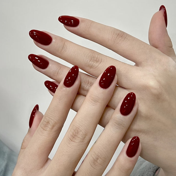 Glossy Almond-Shaped Nail Enhancements Stornfield