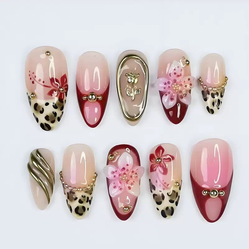 Floral Acrylic Press-On Nails
