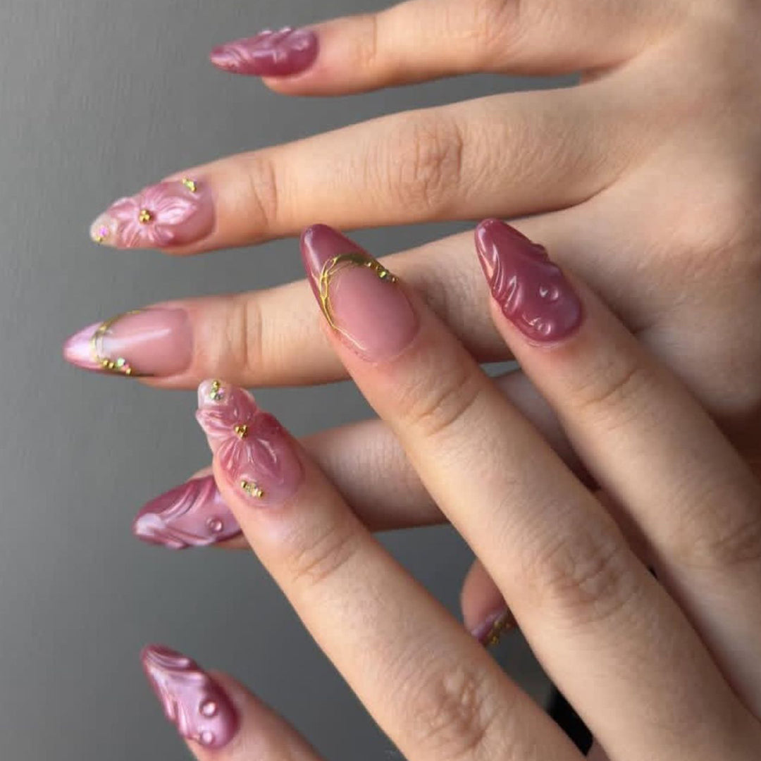 Decorative Floral Acrylic Nail Art Enhancements Stornfield