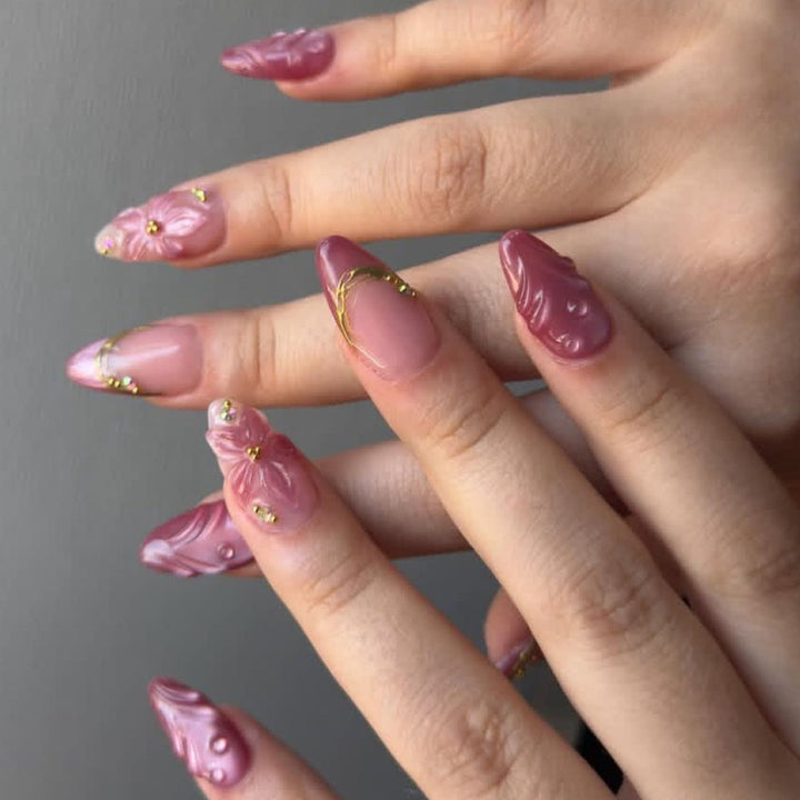 Decorative Floral Acrylic Nail Art Enhancements Stornfield