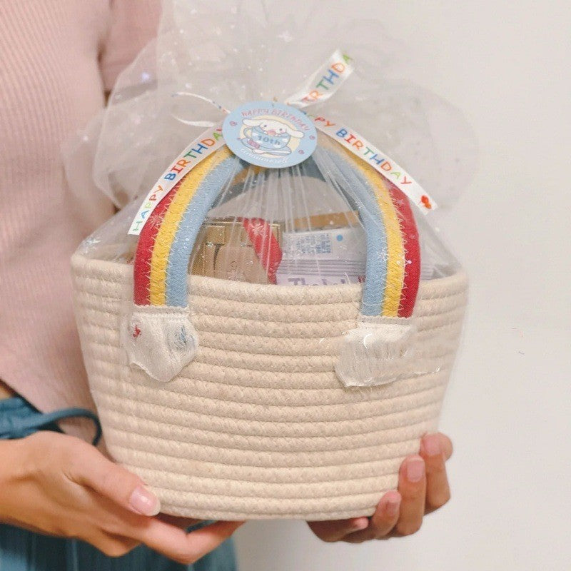 Women's handmade basket bag with color-coordinated handle accents Stornfield