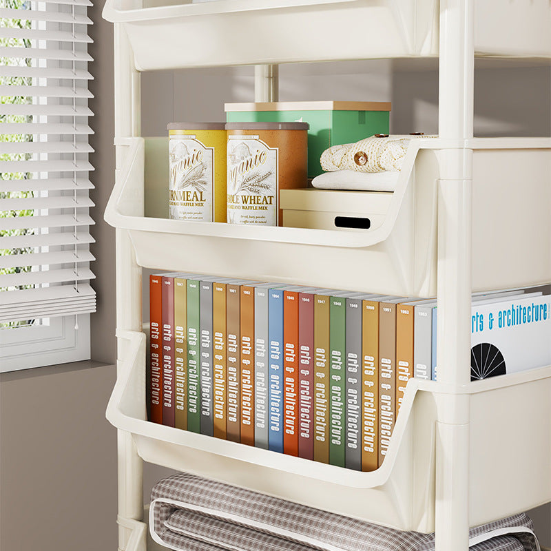 Compact Two-Tier Rolling Storage Cart with Removable Bins and Swivel Casters