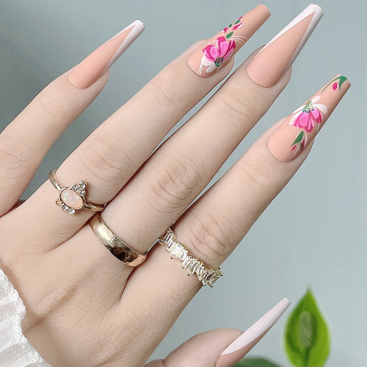 Floral Art Long Stiletto Press-On Nails Stornfield