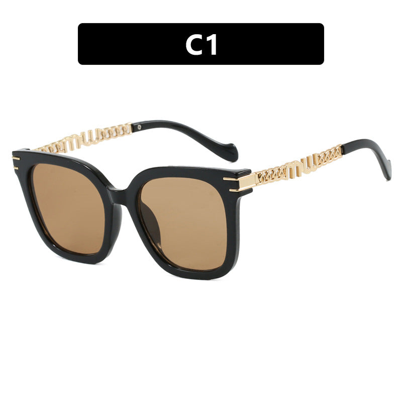 Ladies trendy square sunglasses with elegant frame and stylish gold accent Stornfield