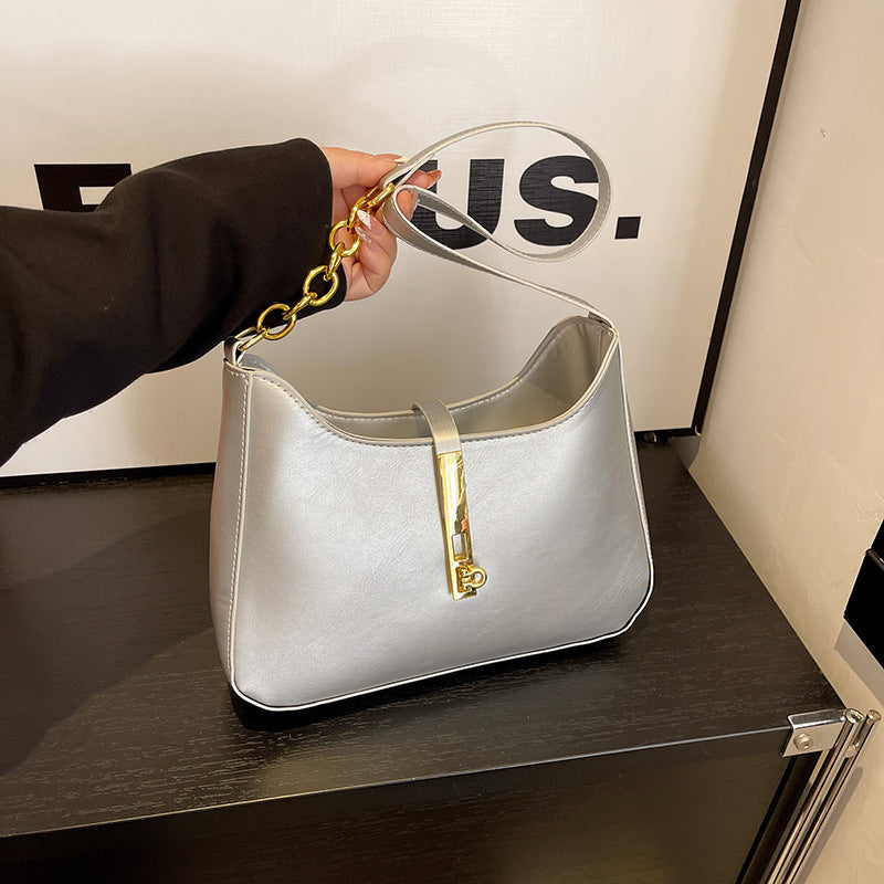 Elegant Chain-Accent Shoulder Bag