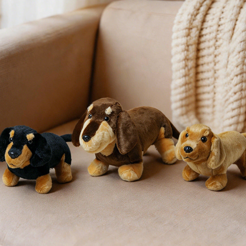 Realistic Long-Body Dachshund Plush Toy with Ultra-Soft Faux Fur and Bean-Filled Paws Stornfield