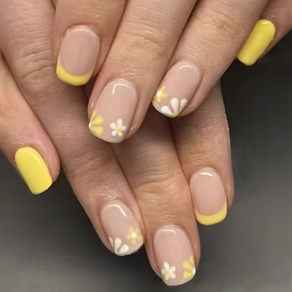 Floral French Tip Press-On Nail Art Stornfield