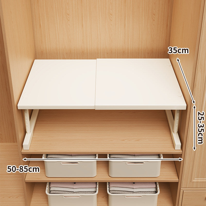 Adjustable Fold-Over Closet Shelf with Telescopic Support Brackets