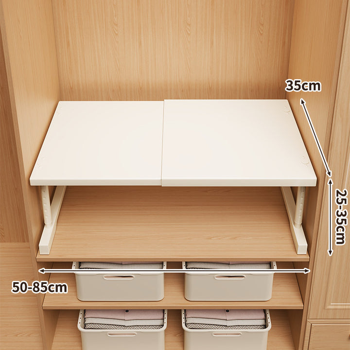 Adjustable Fold-Over Closet Shelf with Telescopic Support Brackets