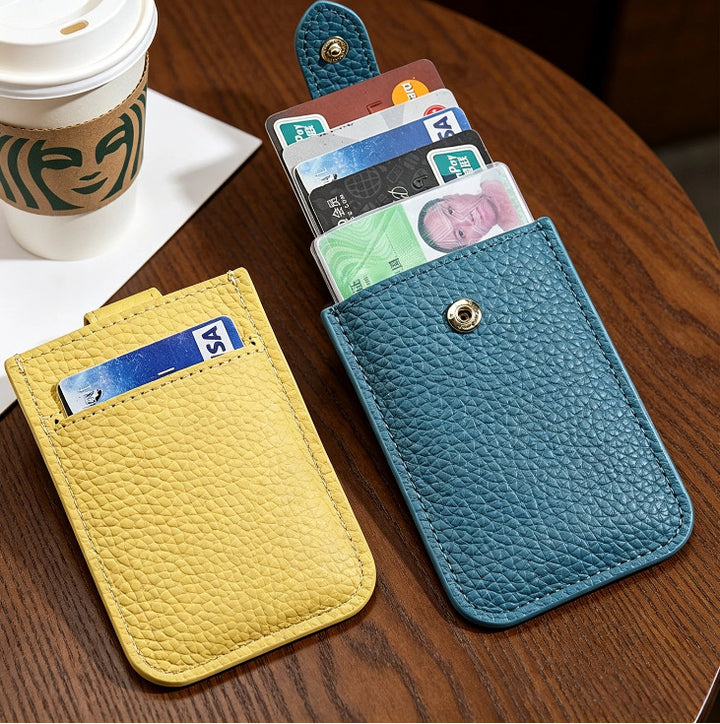 Textured Leather Cardholder with Snap Closure Stornfield