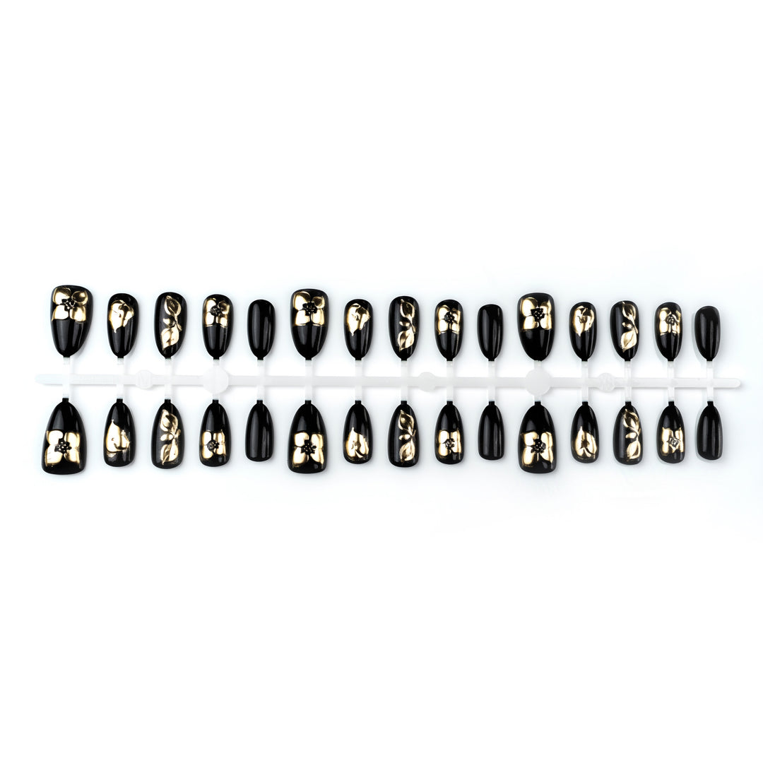 Luxury Floral-Embossed Press-On Nails