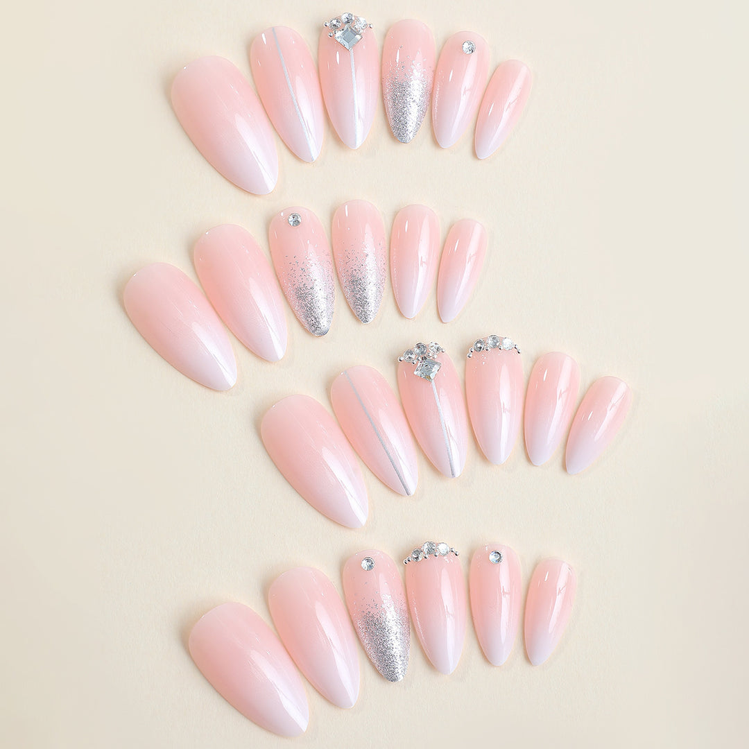Artificial nail set with elegant glitter accents Stornfield