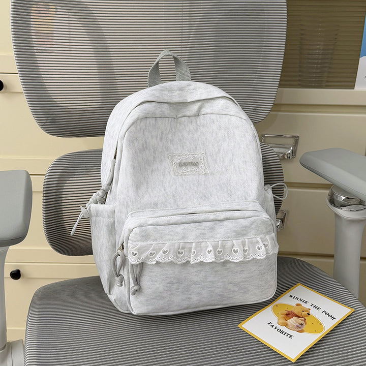 Stylish Backpack with Decorative Lace Trim Stornfield