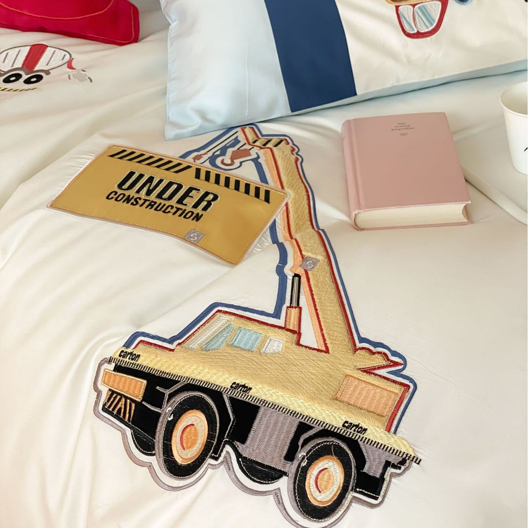 Kids Construction-Themed Cotton Duvet Cover Set