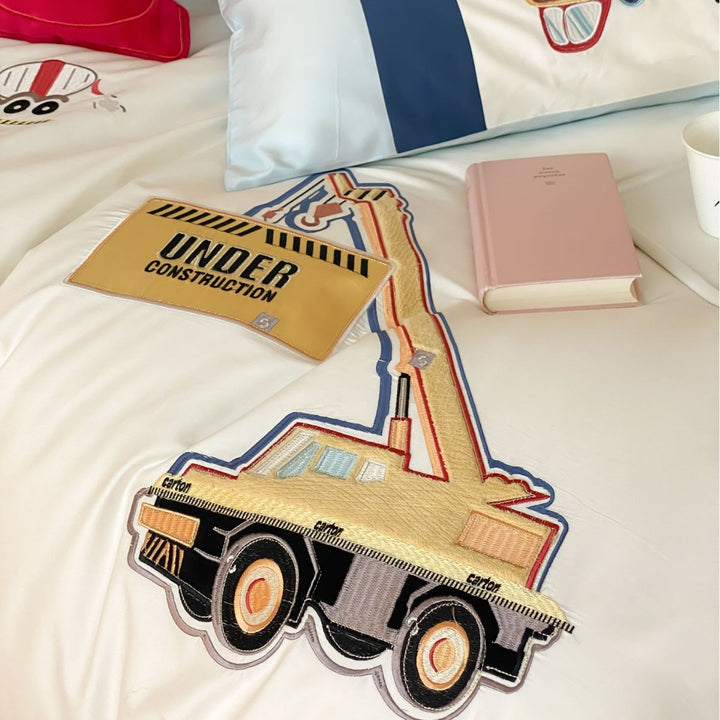 Kids Construction-Themed Cotton Duvet Cover Set