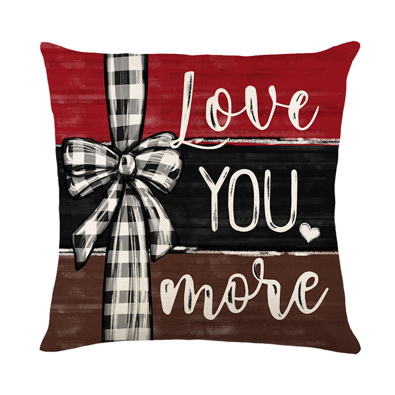 Decorative Cotton-Linen Heart Ornament Throw Pillow Cover