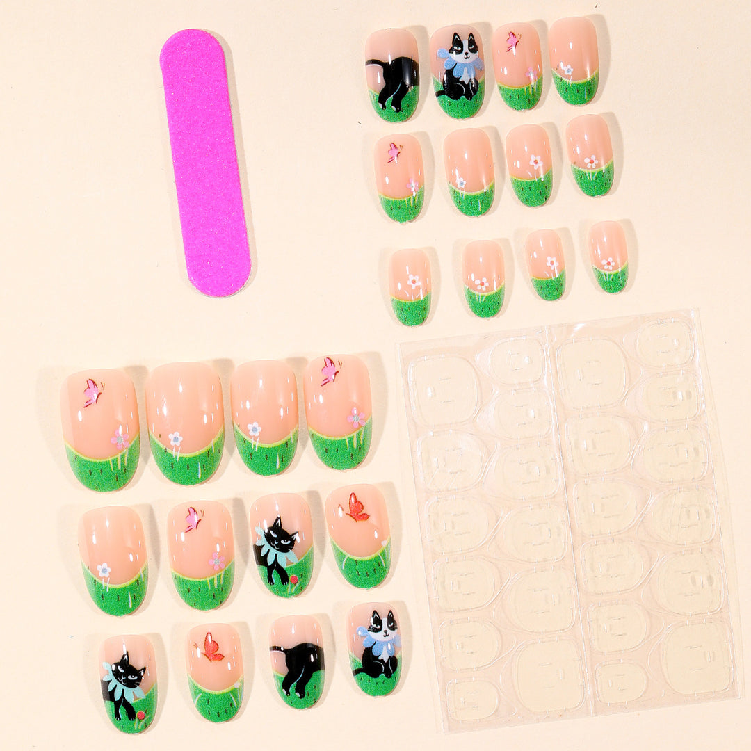 Whimsical Cat-Themed Nail Art Set Stornfield