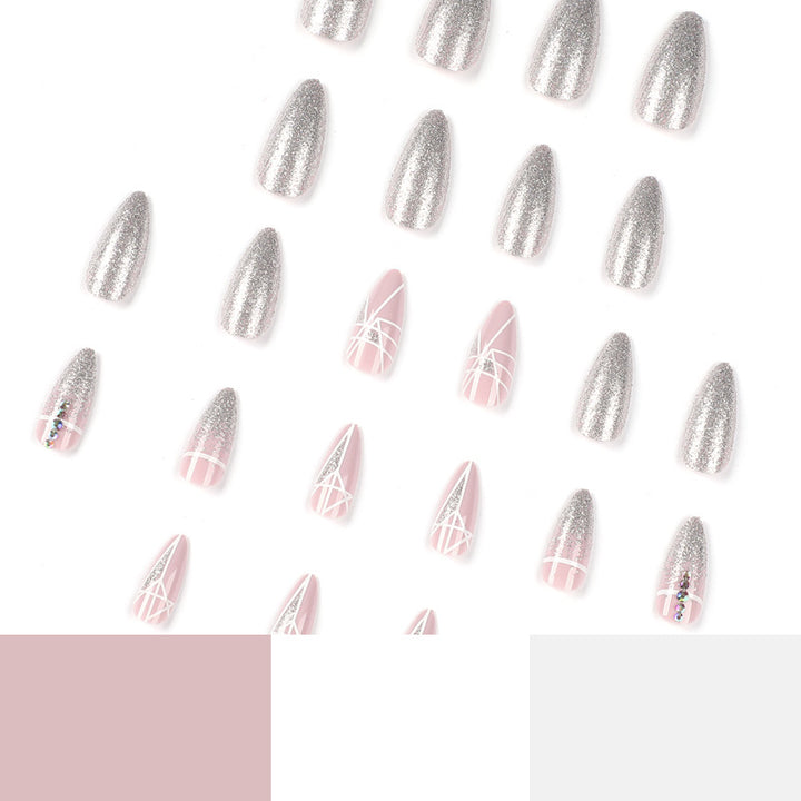 Artful nail extensions with glitter and geometric designs Stornfield